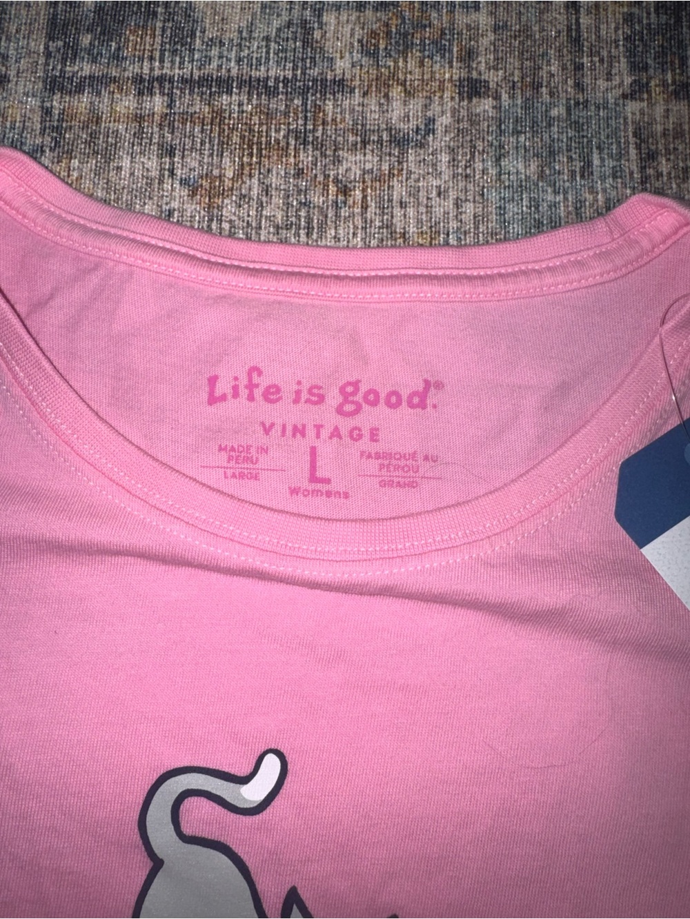 Life Is Good Pink Cat Tee with Playful Ball Graphic - Picture 2 of 4